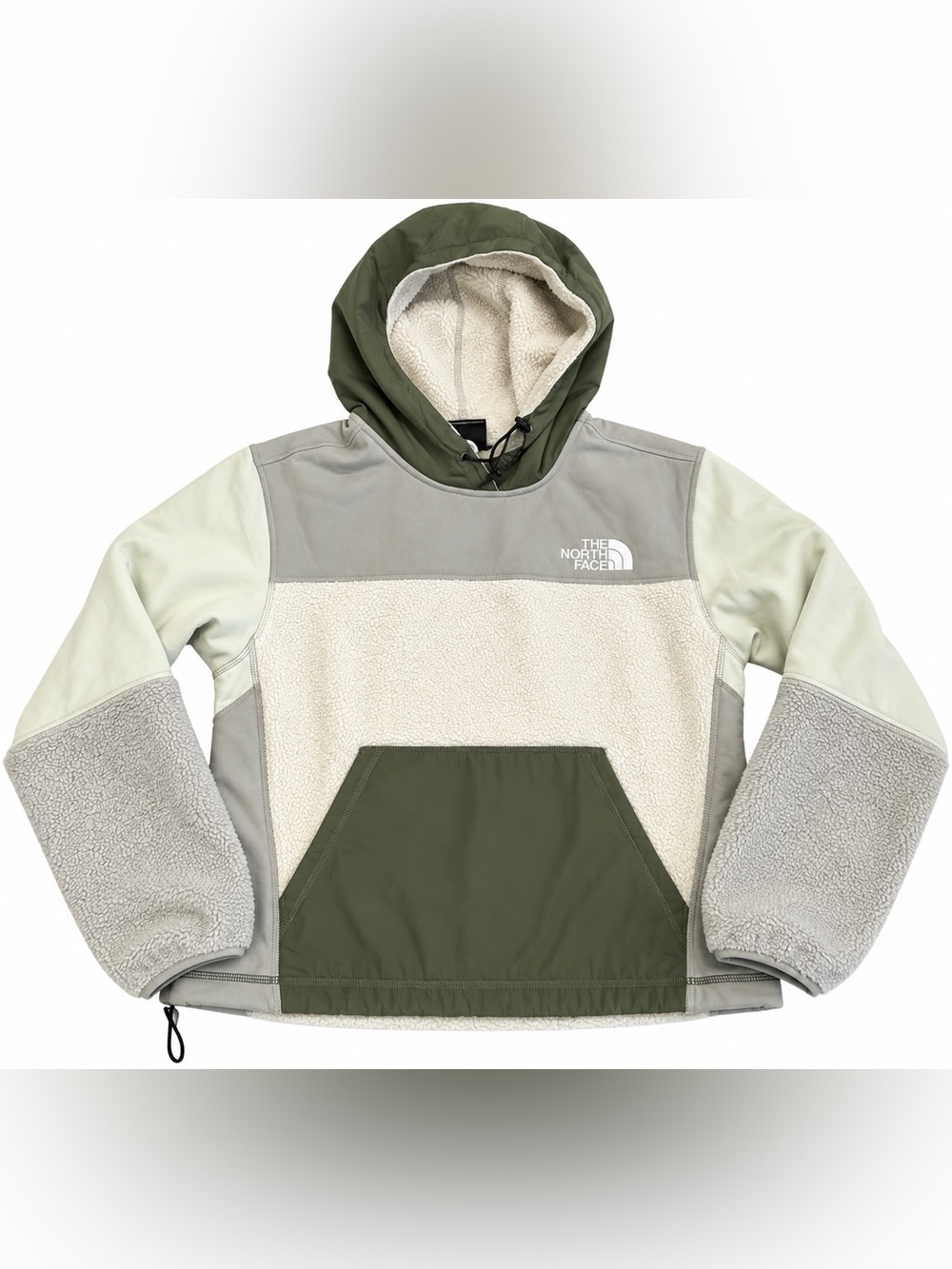 EUC The North Face Women’s Sherpa Fleece Colorblock Cropped Hoodie Pullover - M